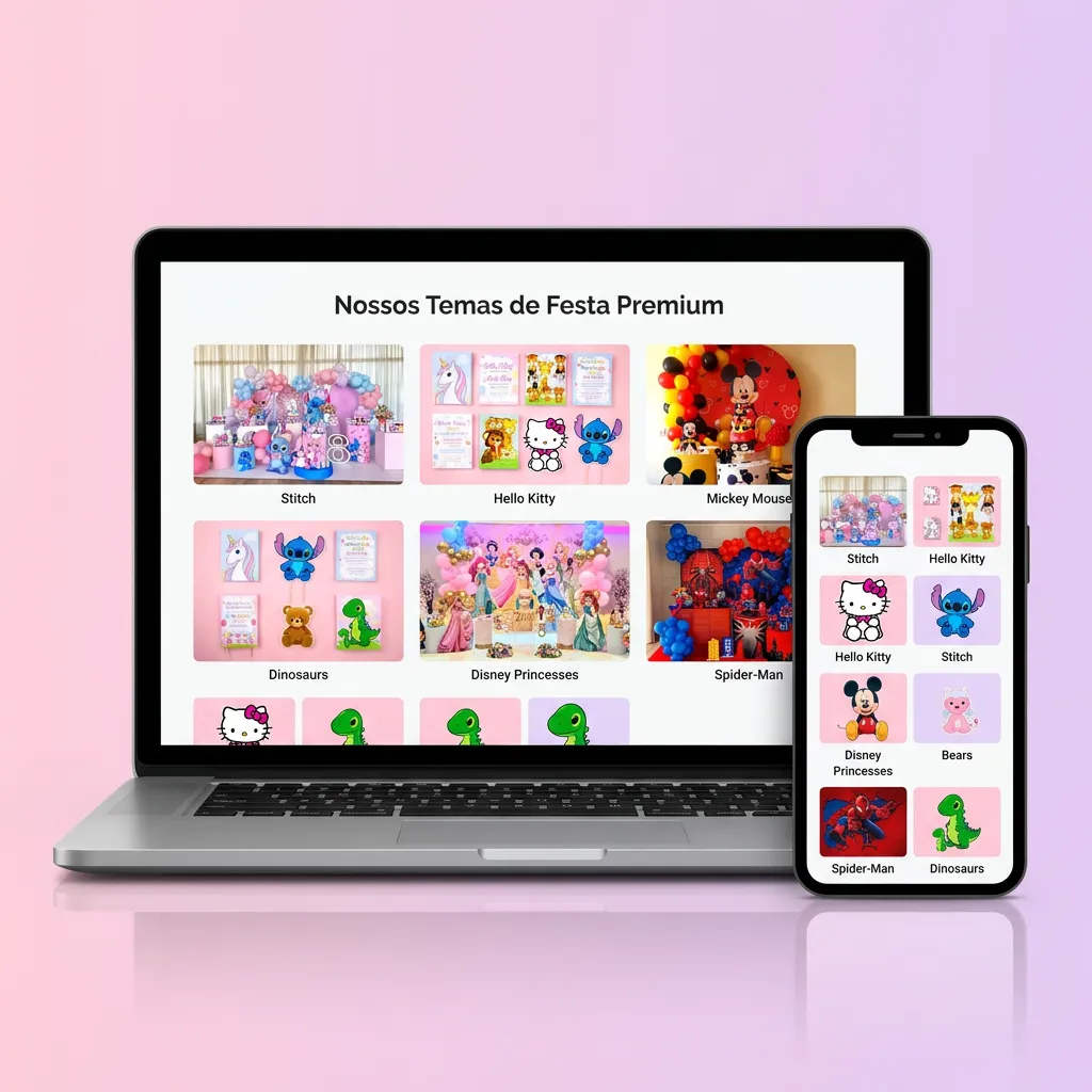 Mockup do Kit Festa Total com mais de 10.000 temas